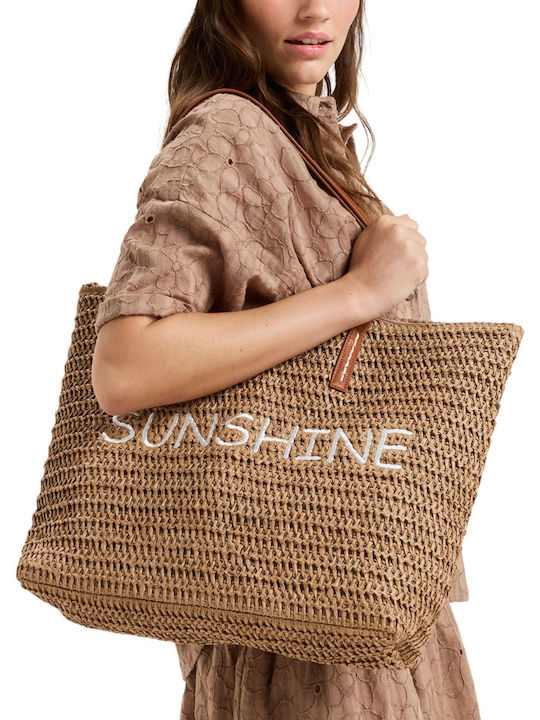 Roxy Fabric Beige Beach Bag