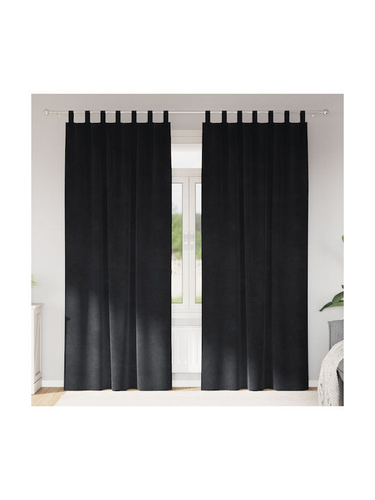 vidaXL Set Perdele Cu Bretele Negre 140x225cm