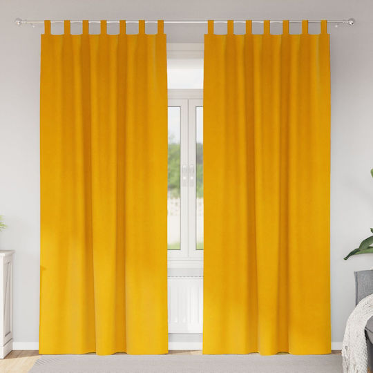 vidaXL Σετ Κουρτίνες με Τιράντες Κίτρινες 140x245εκ.