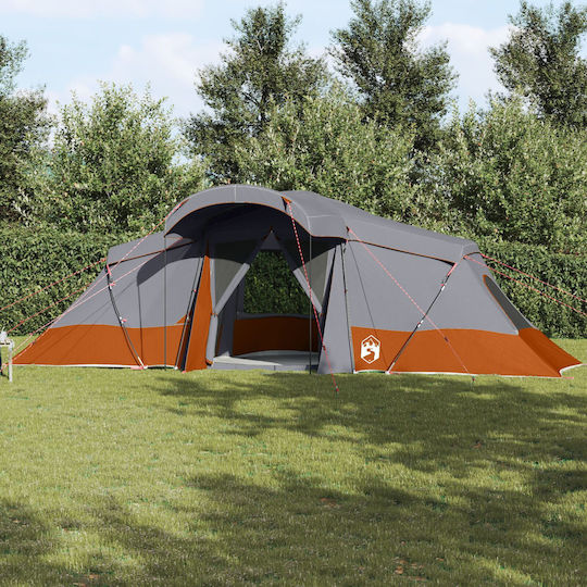 vidaXL Camping Tent Tunnel Gray for 6 People 721x335x212cm