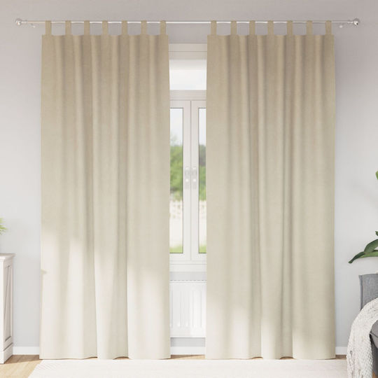 vidaXL Set Curtains with Tab Top Beige 140x260cm