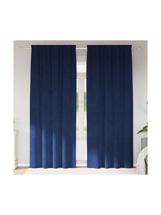 vidaXL Set Of Blue Blackout Curtains With Pencil Pleat 140x225cm