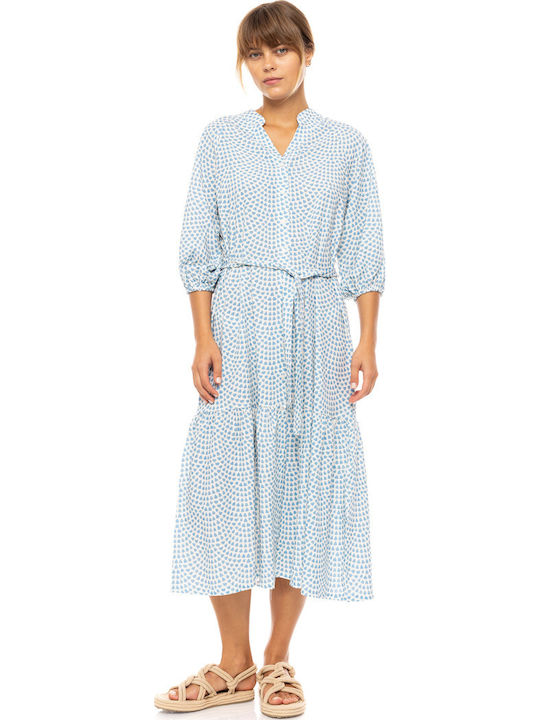 Pink Label Women's Maxi Dress Beachwear Vista Blue & Cream