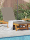 Deckchair Wooden with Cushion & Wheels Brown 84x84x84cm.