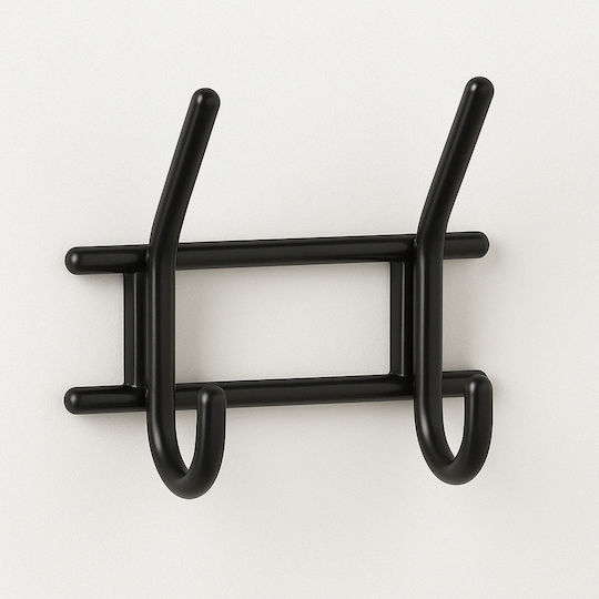 Plastic Wall Hanger 4 Hooks Black 16x14.5x7.5cm