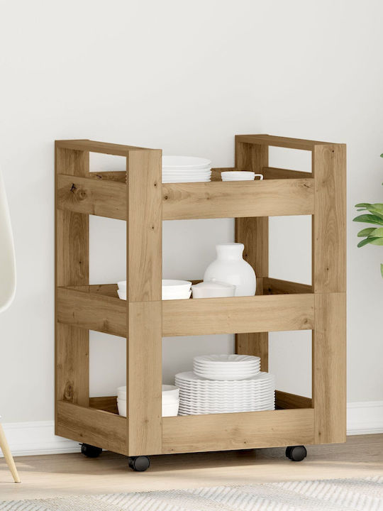 vidaXL Τρόλεϊ Κουζίνας Ξύλινο 3 Θέσεων Καφέ 60x45x80cm