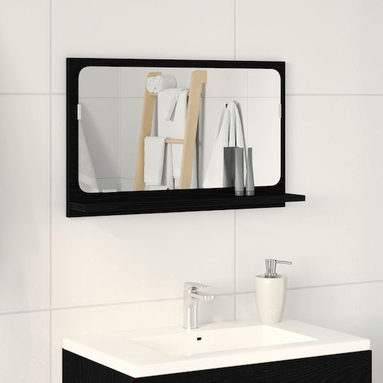 vidaXL Rectangular Bathroom Mirror with Cabinet 60x10.5cm Black