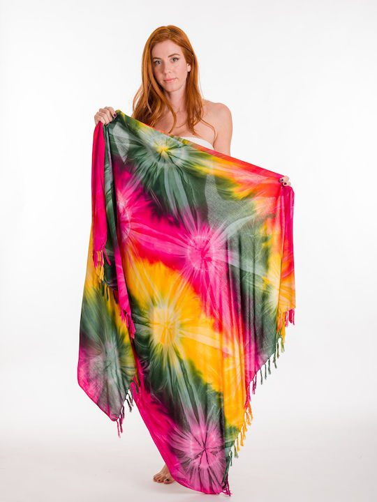 Viscose Pareo Batik Explosion Fransen Gelb 294-12