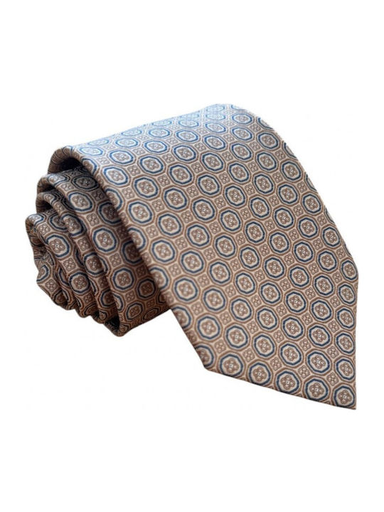 Γραβάτα Beige Blue Retro Geometry 6/8 Εκ
