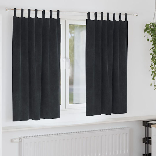 vidaXL vidaXL Window Curtain Set with Pencil Pleat Black 140x175cm
