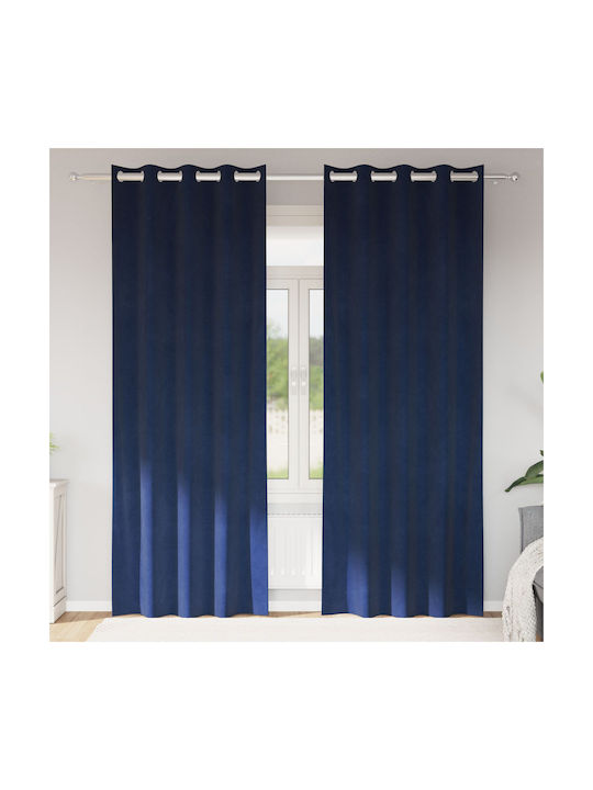 vidaXL vidaXL Set Vorhänge Verdunkelung Fenster mit Grommet Blau 140x245cm