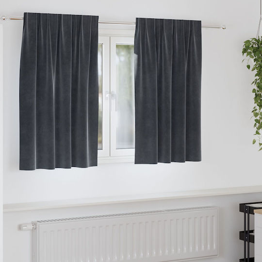 vidaXL Set Vorhänge Fenster mit Bleistiftfalten Schwarz 140x140cm