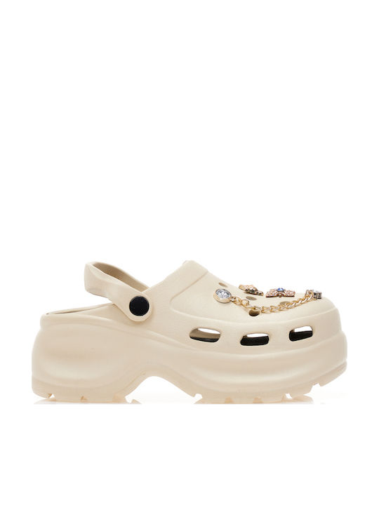 Tsoukalas Damen Clogs Beige