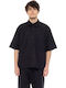 Μακρυμάνικo Λινό Overshirt σε Φαρδιά Γραμμή Black