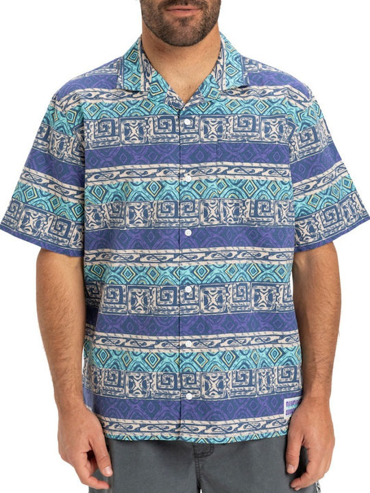 Global Heat Short-sleeved Cotton Shirt Aqua Sky