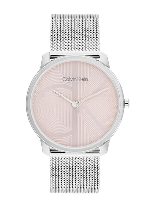 Calvin Klein Iconic Ceas Dama 39mm Cu Baterie Cu Brățară Argintie Din Oțel Inoxidabil