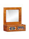 Wall-Mounted Makeup Dressing Table Made of Solid Brown Wood with Mirror 40x20x50cm