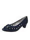 Δερμάτινες Peep Toe Γόβες Μπλε