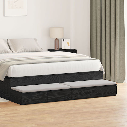 vidaXL Συρτάρι Κρεβατιού Ξύλινο Μαύρο 135x36.5x16.5cm
