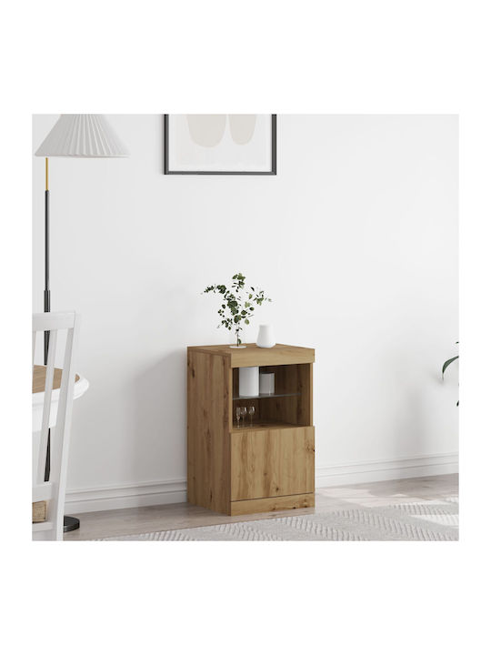 Floor-standing Living Room Display Cabinet made of Particleboard with Glass & Lighting Brown 41x37x67cm