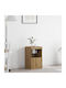 Floor-standing Living Room Display Cabinet made of Particleboard with Glass & Lighting Brown 41x37x67cm