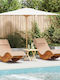 Deckchair Wooden with Cushion Beige 60x154x74cm.