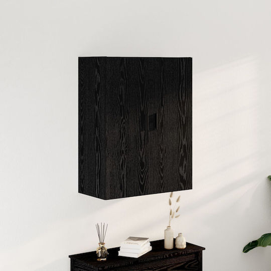 Wall Living Room Cabinet Made of Particle Board Black Oak 69.5x34x90cm
