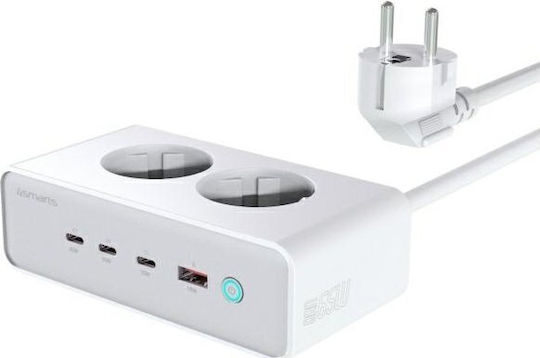 4Smarts Inteligent Bandă de alimentare 2 Prize cu 1 USB-A, USB-C și Comutator