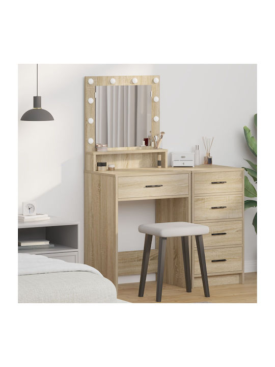Wooden Makeup Dressing Table Sonoma Oak with Mi...