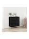 Wooden Chest of Drawers Black Velvet-Black Metal 60x35x70cm
