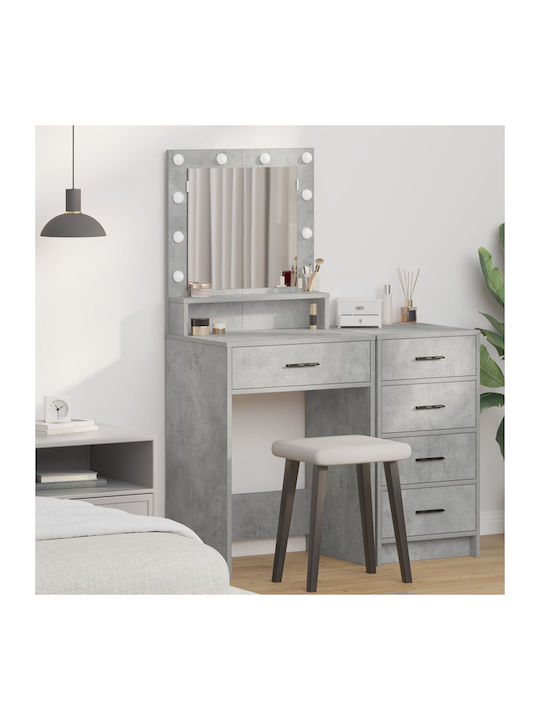 Wooden Makeup Dressing Table Concrete Grey with...