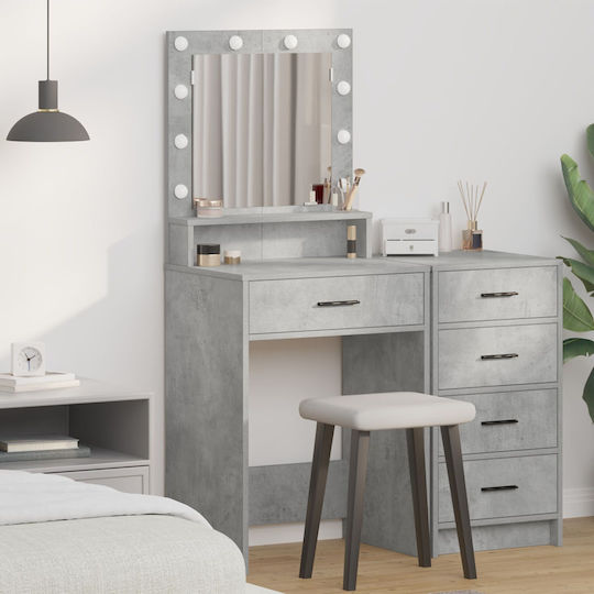 Bodenstehende Schminktisch Schlafzimmer Holz Grau Beton mit Spiegel 50x41x135cm