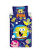 BrandMac Spongebob Fun Children Kindergarten Bedding Set Kids Duvet Cover Single with Pillowcase Cotton Purple 100x135cm