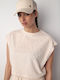 Damen Crop Top Baumwolle Kurzarm White