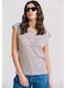Women's Summer Cotton Sleeveless Gray Blouse