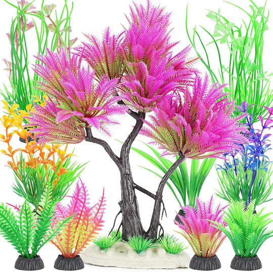Rosa Plastik-Aquarienbaum-Set Künstliche Büsche