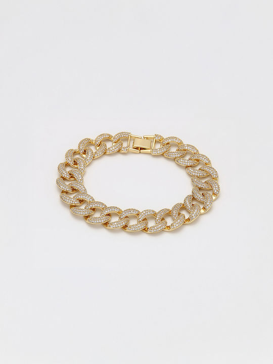 Дамска гривна Chrysothemiss Aurum Glace бял циркон позлатена с 14k злато