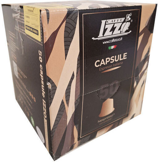 Izzo Kapseln Espresso Premium 100% Arabica Kompatibel mit Maschine Nespresso 50Mützen