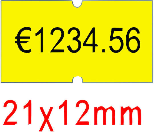Fluoreszierende gelbe Etiketten 21x12mm 1000 Stück 10 Rollen