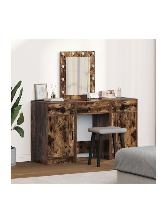 Wooden Makeup Dressing Table Smoked Oak with Mi...