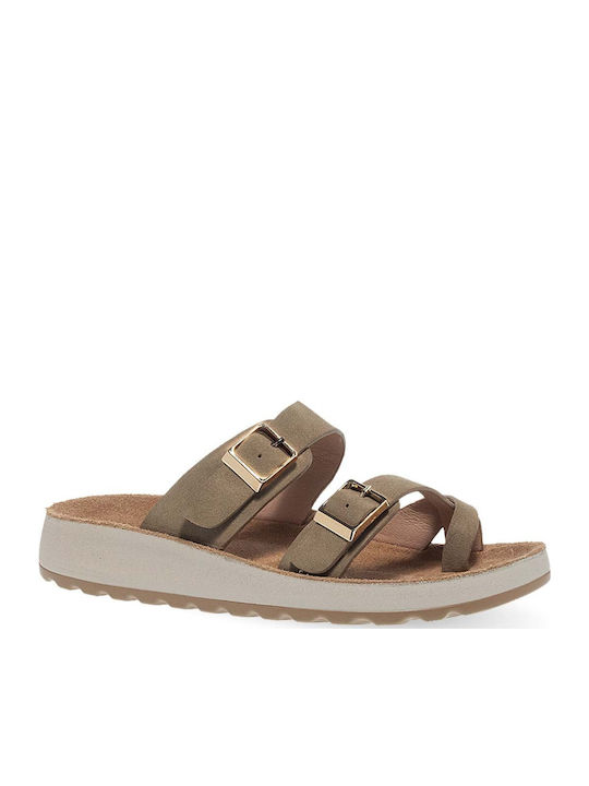 Parex Women's Flat Sandals in Khaki Color