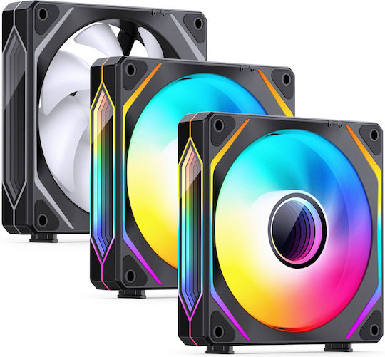 Jonsbo ZL-120B Case Fans (1800rpm / 60.35cfm) with ARGB Lighting and 4-Pin PWM Connection Pack of 3