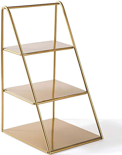 Aberto Design Μεταλλική Εταζέρα 3 Ορόφων Χρυσή Ø16xY30.5cm Π16xΜ17xΥ30.5cm