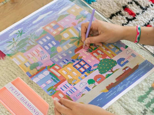 Diamantmalerei Collage Strasssteine Bunte Häuser La Petite