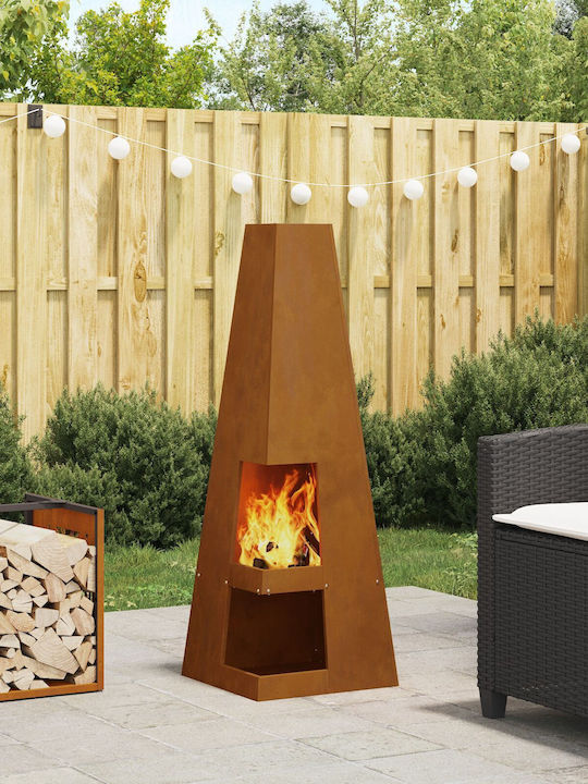 vidaXL Kamin Draußen Metallisch Braun 35x35x100cm