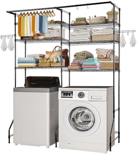 Vevor Top Washer Dryer Storage Shelf Two-Row 6-Level Washing Machine Shelf Black