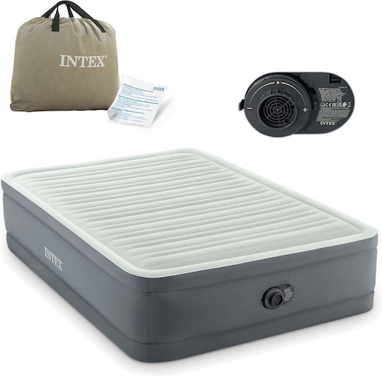 Intex Φουσκωτό Στρώμα Ύπνου Διπλό με Ενσωματωμένη Αντλία Premaire I 191x137x46εκ. Γκρι