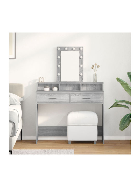 Wooden Makeup Dressing Table Grey Sonoma with M...