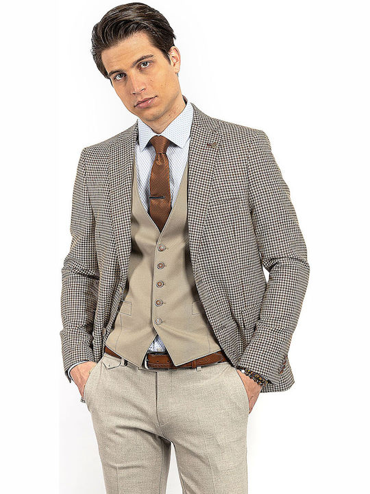 Men's Suit Jacket Slim Fit Brown