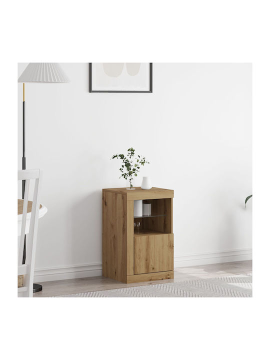 Wall Living Room Display Cabinet made of Particleboard with Glass & Lighting Artisan Oak 41x37x67cm